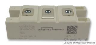 SEMIKRON SKKD 162/12 二极管模块, 1.2 kV, 195 A, 1.5 V, 1对串联连接, 模块型, 3 引脚