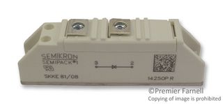 SEMIKRON SKKE 81/08 二极管模块, 800 V, 82 A, 1.55 V, 单路, 模块型, 3 引脚