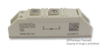 SEMIKRON SKKE 81/12 二极管模块, 1.2 kV, 82 A, 1.55 V, 单路, 模块型, 3 引脚