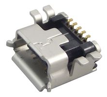 HIROSE / HRS UX60SA-MB-5ST(80) USB Connector, Mini USB Type B, USB 2.0, Receptacle, 5 Ways, Surface Mount, Right Angle