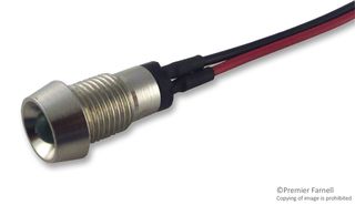 MARL 572-314-04-40 发光二极管指示器 面板安装, 绿色, 2.1 VDC, 6 mm, 20 mA, 25 mcd, 无评级