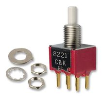 C&K COMPONENTS 8221SHCGE 按钮开关, 8020 Series, 6.4 mm, DPDT, 瞬态, 柱塞, 白色