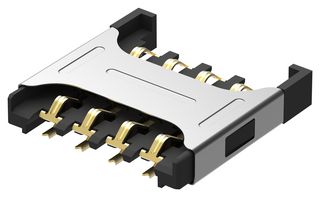 GCT SIM7050-8-0-00-A Memory Card Connector, Micro SIM, Push-Pull, 8 Contacts, Phosphor Bronze, Gold Plated Contacts