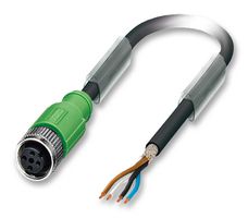 PHOENIX CONTACT 1682867 Sensor Cable, PUR, M12 Receptacle, Free End, 4 Positions, 5 m, 16.4 ft