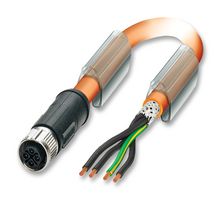 PHOENIX CONTACT 1424097 Sensor Cable, PUR, M12 Receptacle, Free End, 4 Positions, 3 m, 9.8 ft