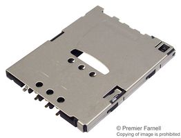 TE CONNECTIVITY 1981959-1 存储卡连接器, Mini SIM, 推-推, 6 触点, 铜合金, 镀金触芯