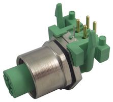 METZ CONNECT MMT471A115-0002 传感器连接器, M12, 母, 4路, 焊接插座, 直角印刷板安装