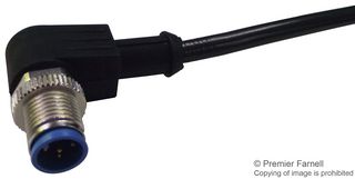 TE CONNECTIVITY 1-2273088-1 Sensor Cable, AMP, 90° M12 Plug, Free End, 5 Positions, 1.5 m, 4.9 ft, M8/M12 Connector System