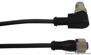 TE CONNECTIVITY 2273121-4 Sensor Cable, AMP, 90° M12 Plug, M12 Receptacle, 4 Positions, 1.5 m, 4.9 ft