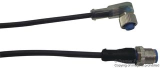 TE CONNECTIVITY 2273125-4 Sensor Cable, AMP, M12 Plug, 90° M12 Receptacle, 3 Positions, 1.5 m, 4.9 ft