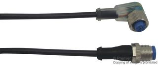 TE CONNECTIVITY 3-2273126-4 传感器电缆, AMP, M12 插头, 90° M12插座, 4路, 1.5 m, 4.9 ft