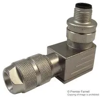TE CONNECTIVITY T4113002041-000 传感器连接器, PG9/6-8mm, M12, 公, 4路, 螺丝插头, 直角线缆安装