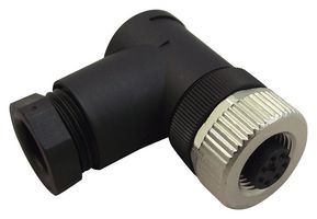 TE CONNECTIVITY T4112001041-000 Sensor Connector, PG7/4-6mm, M12, Female, 4 Positions, Screw Socket, Right Angle Cable Mount