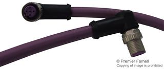 HARTING 21 34 909 1487 010 传感器电缆, 90° M12插头, 90° M12插座, 4路, 1 m, 3.28 ft