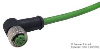 HARTING 21 34 950 0405 010 传感器电缆, 90° M12插座, 自由线端, 4路, 1 m, 3.28 ft