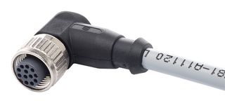 HARTING 21 34 870 0C79 010 传感器电缆, 90° M12插座, 自由线端, 12路, 1 m, 3.28 ft