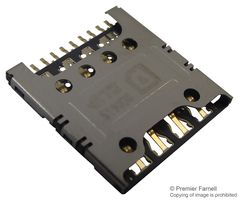 TE CONNECTIVITY 2199337-5 存储卡连接器, Micro SIM, 推-拉, 8 触点, 铜合金, 镀金触芯
