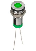 APEM Q8F6CXXG02E 发光二极管指示器 面板安装, 绿色, 2 VDC, 8 mm, 20 mA, 8 mcd, IP67
