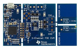 TEXAS INSTRUMENTS FDC2214EVM 评估模块, FDC2214 28位电容数字转换器, 小尺寸