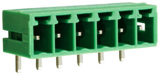 CAMDENBOSS CTBP93HE/6 Terminal Block, Closed Ended, Header, 3.81 mm, 6 Ways, Through Hole Right Angle