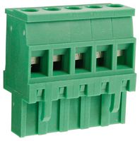 CAMDENBOSS CTBP92VG/5R Pluggable Terminal Block, Reversed, 5 mm, 5 Ways, 28 AWG, 14 AWG, 1.5 mm², Clamp