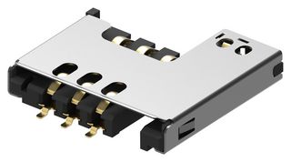 GCT SIM2070-6-1-30-00-A 存储卡连接器, SIM, 推-拉, 6 触点, 磷青铜, 镀金触芯, SIM2070