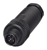 PHOENIX CONTACT 1500774 Sensor Connector, IP67, M12, Male, 5 Positions, Screw Pin, Straight Cable Mount