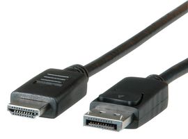 ROLINE 11.04.5782 音频/视频电缆组件, 显示端口插头, HDMI A插头, 9.8 ft, 3 m, 黑色