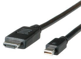 ROLINE 11.04.5792 音频/视频电缆组件, Mini 显示端口插头, HDMI A插头, 9.8 ft, 3 m, 黑色