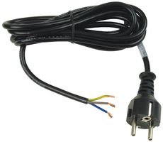 VOLEX 17801 10 主电源线, CEE 7/7插头至自由线端, 2.5 m, 10 A, 250 V, 黑色