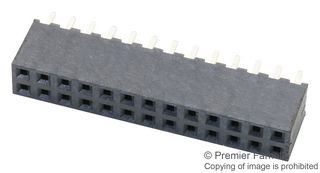 SAMTEC SQW-113-01-L-D PCB Receptacle, Board-to-Board, Wire-to-Board, 2 mm, 2 Rows, 26 Contacts, Through Hole Mount