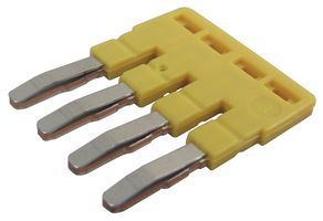 OMRON INDUSTRIAL AUTOMATION XW5S-S2.5-4 Short Bar, XW5S Series, 4 Pole, Yellow, XW5T & XW5G Series DIN Rail Terminal Blocks