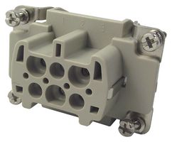 AMP - TE CONNECTIVITY T2040062201-000 Heavy Duty Connector, HE-006, Insert, 6 Contacts, Receptacle, Screw Socket
