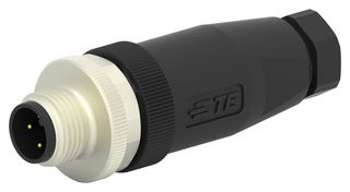 TE CONNECTIVITY T4111001041-000 传感器连接器, PG7/4-6mm, M12, 公, 4路, 螺丝插头, 直形线缆安装