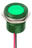 APEM Q22F5AGXXSG220E LED Panel Mount Indicator, Green, 220 VAC, 22 mm, 3 mA, 980 mcd, IP67