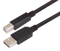 L-COM CAUBLKAB-4M USB线缆, A型插头至B型插头, 4 m, 13.1 ft, USB 2.0, 黑色