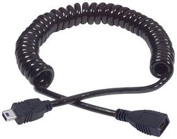 L-COM COILMB5EXT-2M USB线缆, Mini B型插头至Mini B型插座, 2 m, 6.6 ft, 黑色
