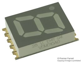 VISHAY VDMO10A0 7段位LED显示, 橙色, 20 mA, 2 V, 8.25 mcd, 1, 10 mm