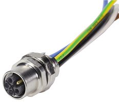 HARTING 21035992505 Sensor Cable, M12 Receptacle, Free End, 5 Positions, 300 mm, 11.8 "