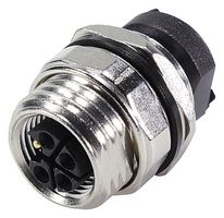 HARTING 21033962530 传感器连接器, M12, 母, 5路, 焊接插座, 直形面板安装