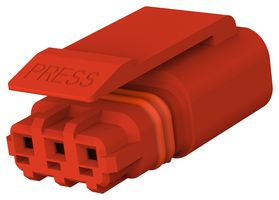 TE CONNECTIVITY 3-2834074-3 连接器外壳, 小型, IP67, 红色, SlimSeal, 插头, 3 路, 2.5 mm, AMP SlimSeal 系列 1-2834067-2 插座触点