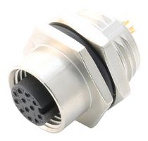 AMPHENOL LTW M12A-12PFFS-SH8001 传感器连接器, 12路, M12, 母, M Series, M12, 母, 12路, 焊接插座, 直形面板安装