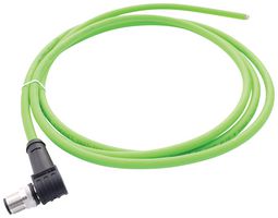 METZ CONNECT 142M2X90020 传感器电缆, 代码X, Cat6a, 90° M12插头, 自由线端, 8路, 2 m, 6.6 ft