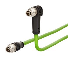 METZ CONNECT 142M2X19020 传感器电缆, 代码X, Cat6a, M12 插头, 90° M12插头, 8路, 2 m, 6.6 ft