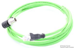 METZ CONNECT 142M2X59020 传感器电缆, 代码X, Cat6, 90° M12插头, RJ45 插头, 8路, 2 m, 6.6 ft