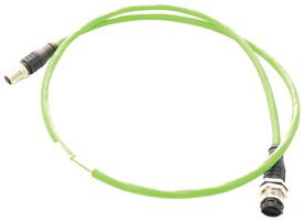 METZ CONNECT 142M2X12020 传感器电缆, 代码X, Cat6a, M12 插头, M12 插座, 8路, 2 m, 6.6 ft