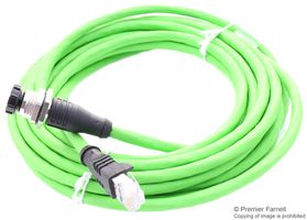METZ CONNECT 142M2X25050 Sensor Cable, X-Code, Cat6, RJ45 Plug, M12 Receptacle, 8 Positions, 5 m, 16.4 ft