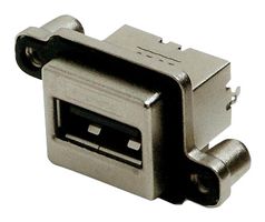 AMPHENOL COMMUNICATIONS SOLUTIONS MUSBA111M0 密封连接器, USB, USB A, USB 2.0, 插座, 4路, 面板安装, IP67
