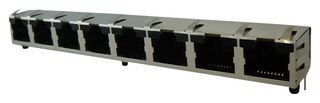 AMPHENOL COMMUNICATIONS SOLUTIONS RJHSE-5380-08 模块连接器, 直角型, RJ45 插座, 1 x 8, (排路), 8P8C, Cat5, 通孔安装