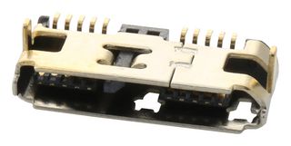 AMPHENOL COMMUNICATIONS SOLUTIONS GSB343K33HR 连接器, USB, 微型USB B, USB 3.0, 插座, 10 路, 表面安装, 直角型